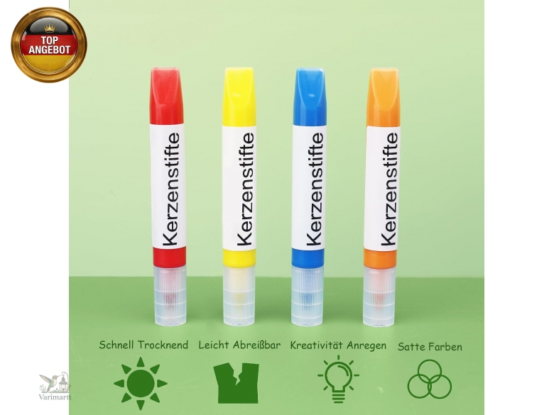 12 Farben Kerzen Bemalen Set, Kerzenstifte, Wachsplatten für Kerzen, Candle