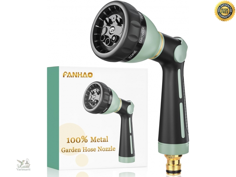FANHAO Pistolet Arrosage Métal 100% - 8 Modes Pulvérisation, Haute Pression Pour Jardin, Voiture Et Animaux