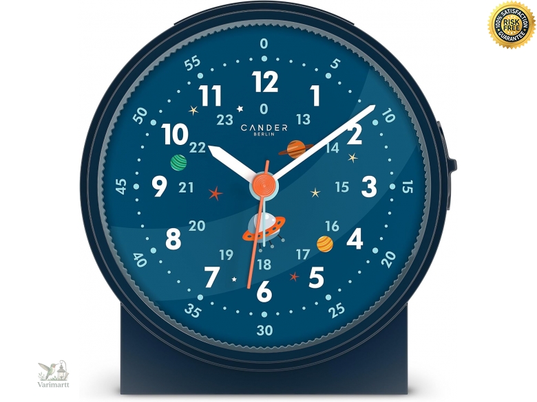 Cander Berlin MNU 1009 J Kinderwecker Wecker Kinder lautlos blau geräuschlos Lernuhr Kinderuhr